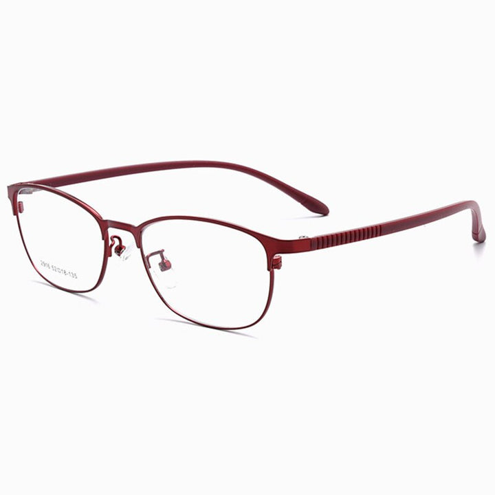 Hotony Unisex Full/Semi Rim Alloy Frame Eyeglasses 2516 Semi Rim Hotony Wine Red-Full Rim