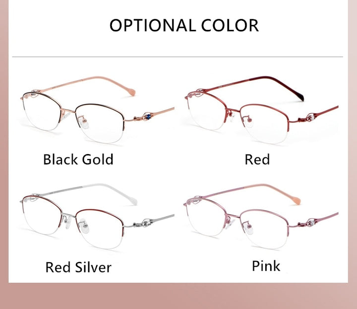 Yimaruili Women's Semi Rim Alloy Frame Eyeglasses 8020Z Semi Rim Yimaruili Eyeglasses