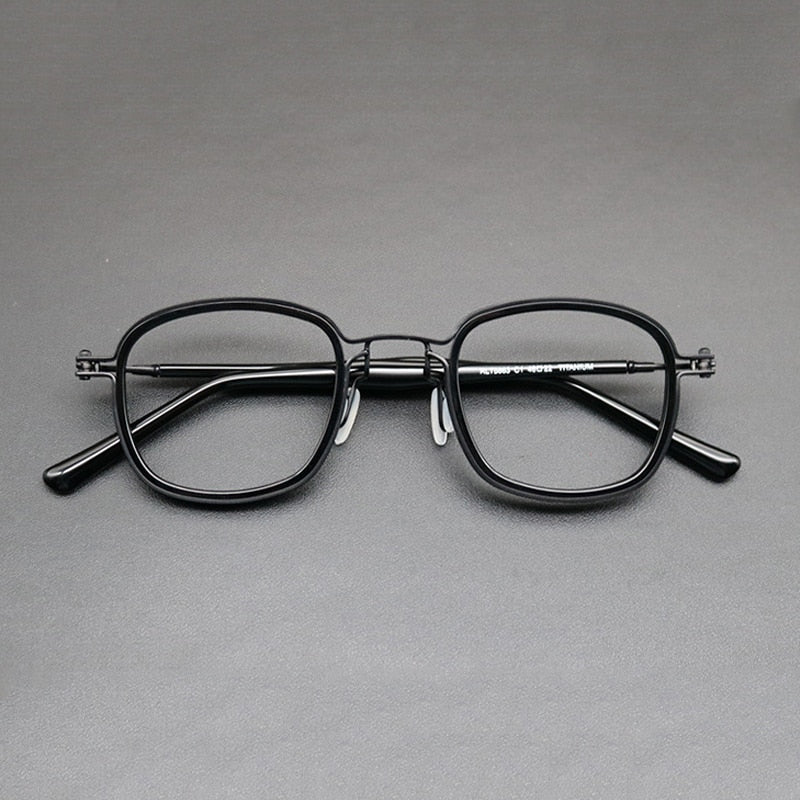 Gatenac Unisex Full Rim Round Titanium Acetate Frame Eyeglasses Gxyj667 Full Rim Gatenac Black