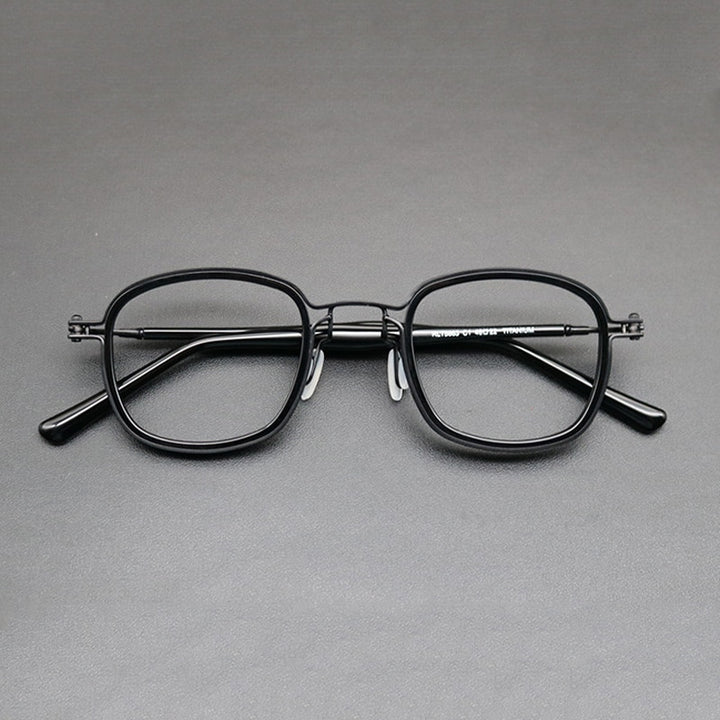 Gatenac Unisex Full Rim Round Titanium Acetate Frame Eyeglasses Gxyj667 Full Rim Gatenac Black