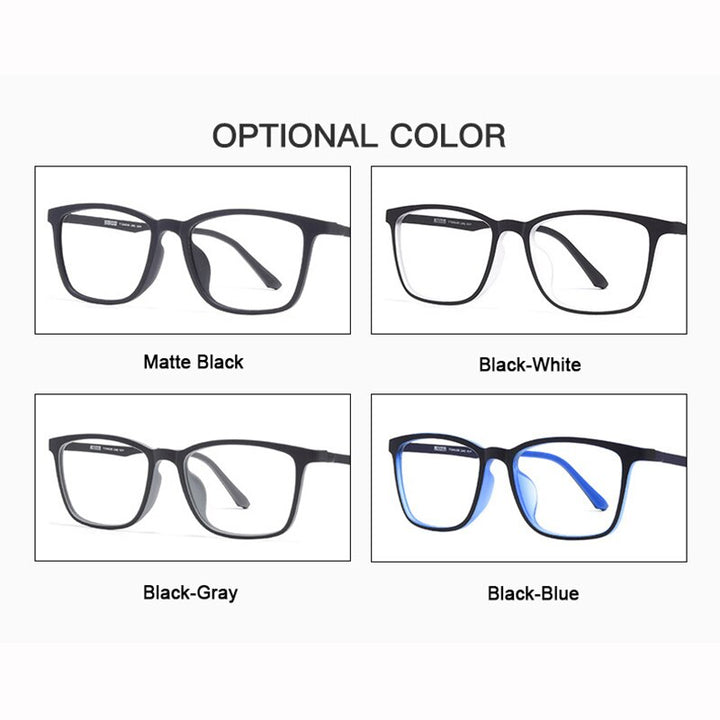 Hotony Unisex Full Rim Square Ultem Frame Eyeglasses 8808 Full Rim Hotony
