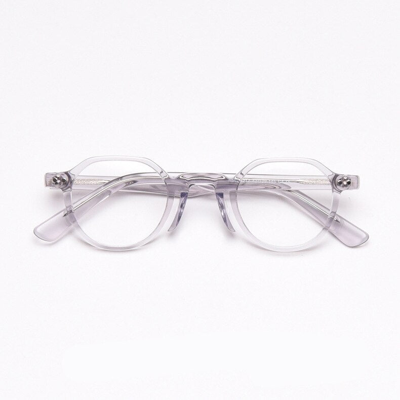 CCspace Unisex Full Rim Round Acetate Frame Eyeglasses 49806 Full Rim CCspace C3Clear-Leopard