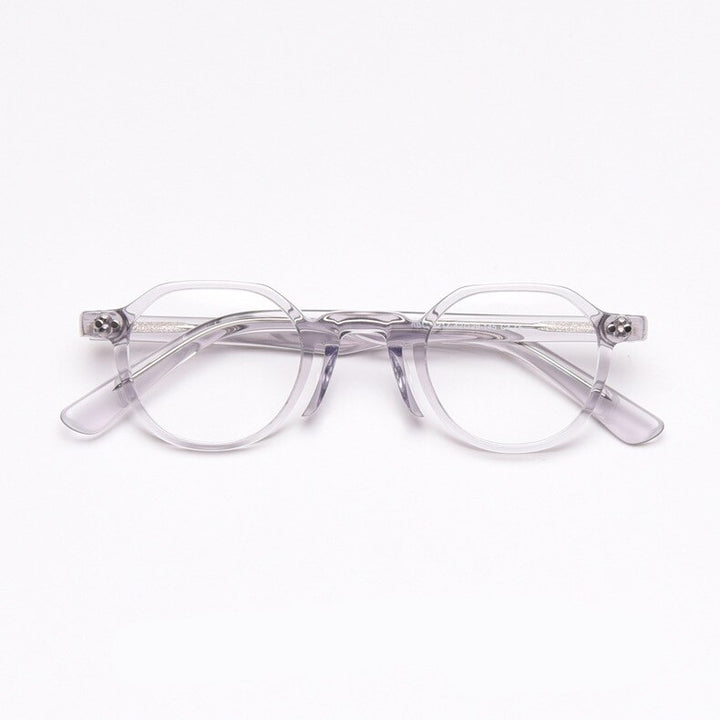 CCspace Unisex Full Rim Round Acetate Frame Eyeglasses 49806 Full Rim CCspace C3Clear-Leopard