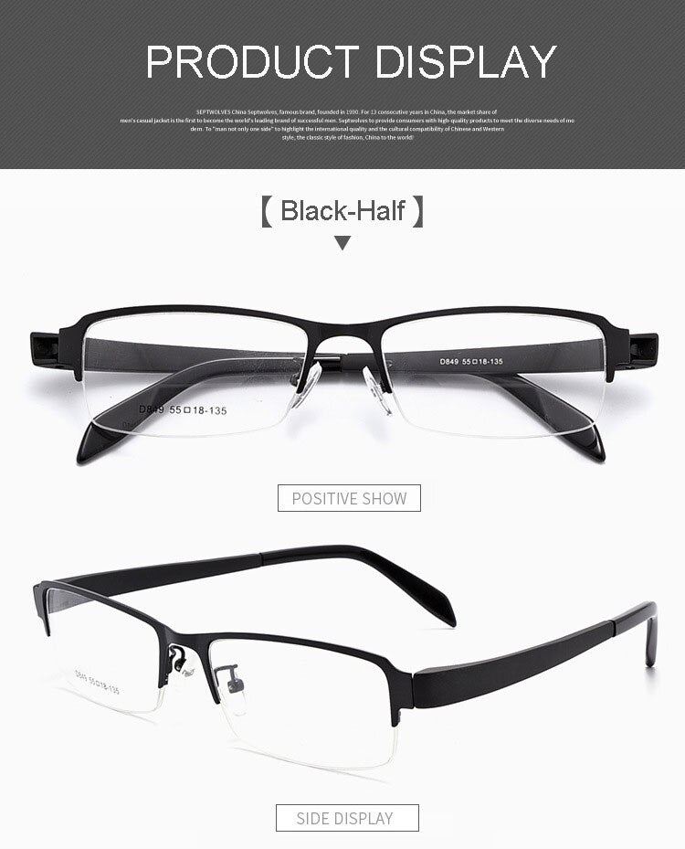 Hotochki Men's Full/Semi Rim Alloy Frame Eyeglasses D849/D845 Semi Rim Hotochki