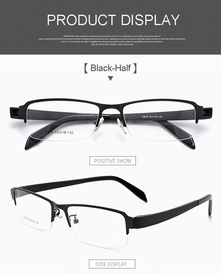 Hotochki Men's Full/Semi Rim Alloy Frame Eyeglasses D849/D845 Semi Rim Hotochki