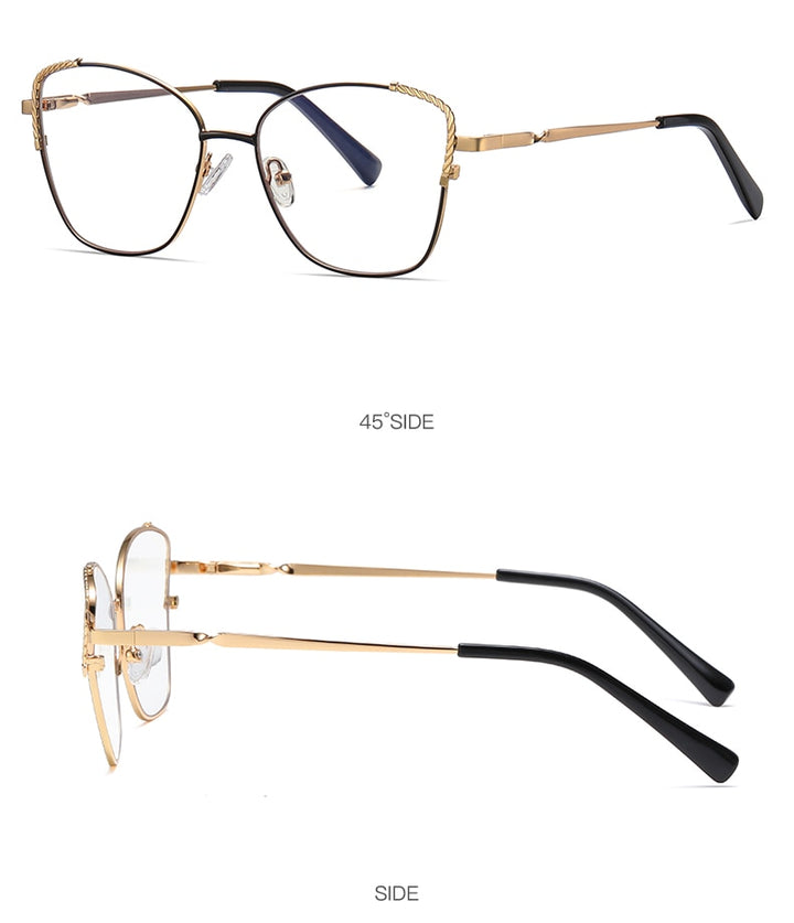 Hotochki Women's Full Rim Polygon Alloy Frame Eyeglasses 3014 Full Rim Hotochki