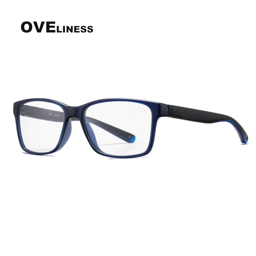 Oveliness Unisex Full Rim Square Tr 90 Titanium Eyeglasses 7091 Full Rim Oveliness blue