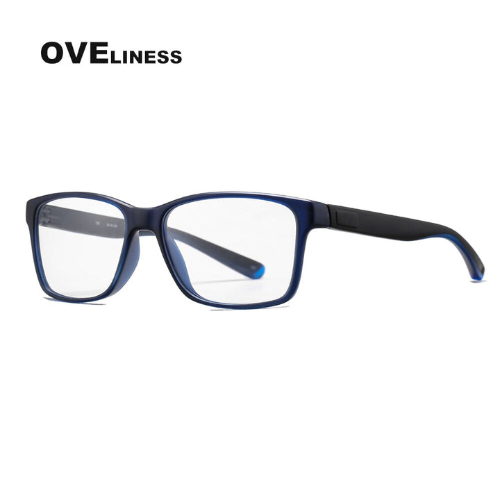 Oveliness Unisex Full Rim Square Tr 90 Titanium Eyeglasses 7091 Full Rim Oveliness blue