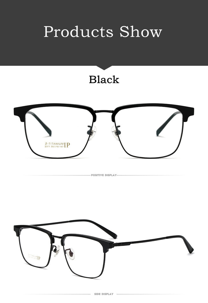 Yimaruili Men's Full Rim IP Plated β Titanium Square Frame Eyeglasses 2311YJ Full Rim Yimaruili Eyeglasses