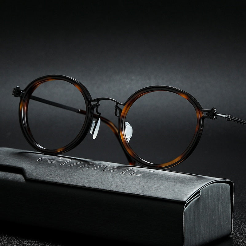 Gatenac Unisex Full Rim Round Titanium Frame Eyeglasses Gxyj639 Full Rim Gatenac Tortoise