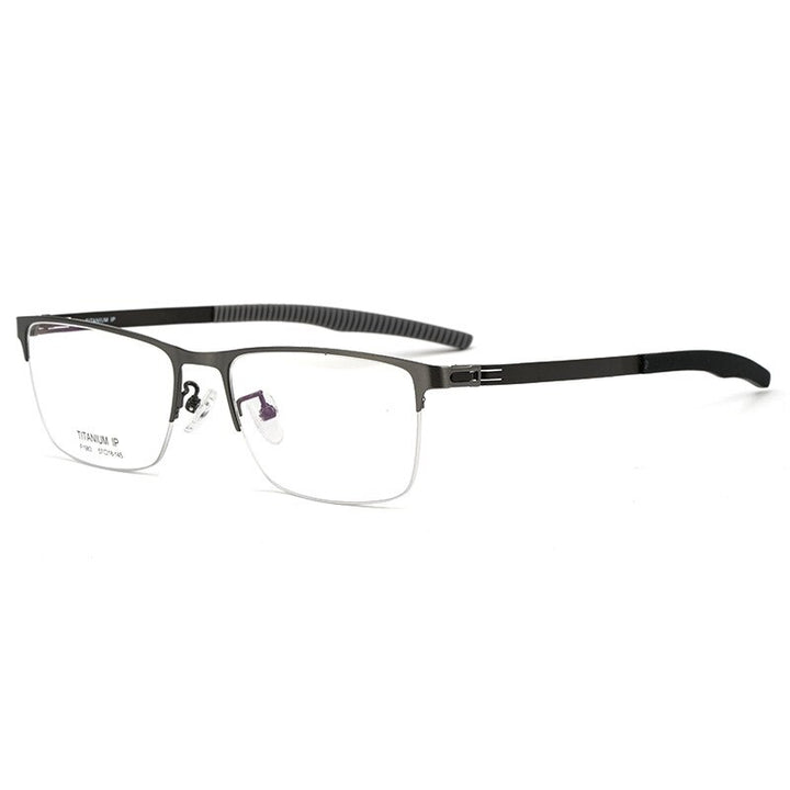 Hotochki Men's Semi Rim TitaniumAlloy IP Plated Frame Eyeglasses F1983 Semi Rim Hotochki gray