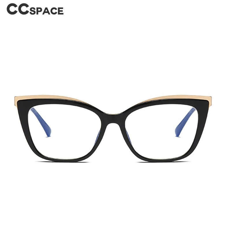CCspace Women's Full Rim Square Cat Eye Tr 90 Titanium Frame Eyeglasses 49537 Full Rim CCspace