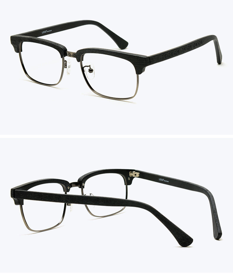 Hdcrafter Men's Full Rim Square Wood Titanium Frame Eyeglasses Ta12321 Full Rim Hdcrafter Eyeglasses