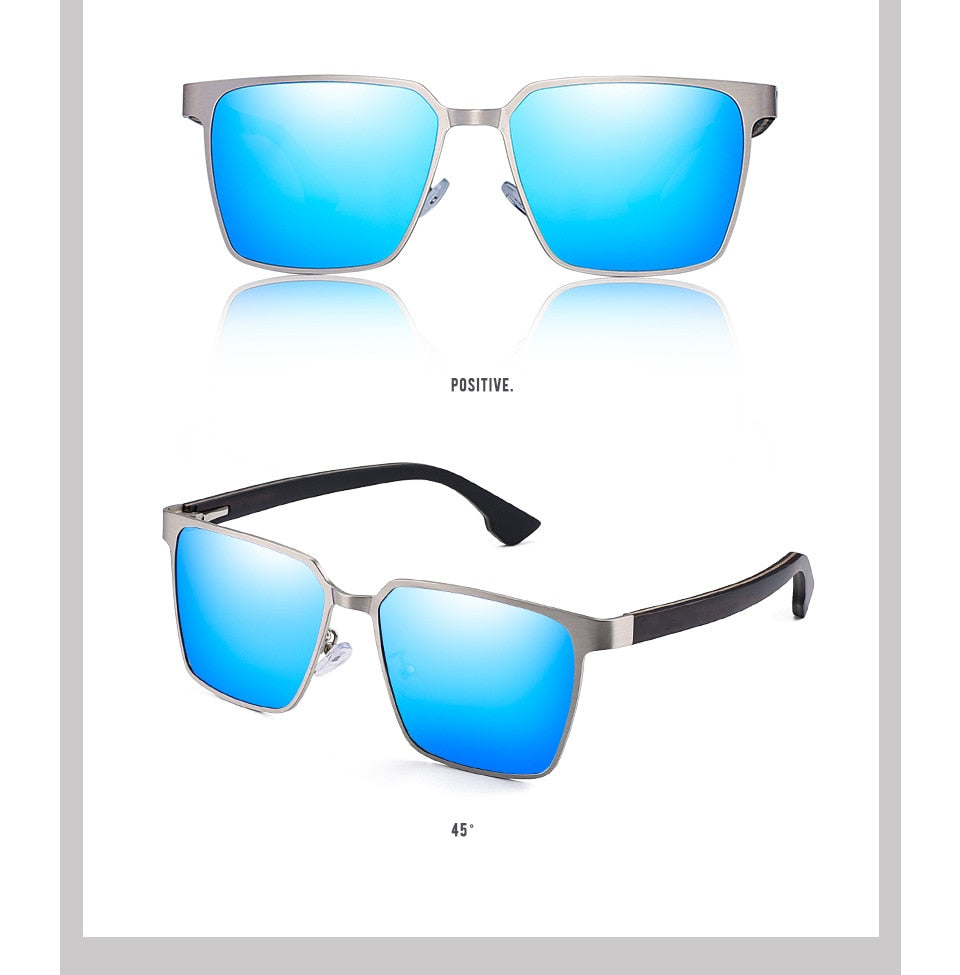 Yimaruili Men's Full Rim Square Wood/Stainless Steel Frame Polarized Lens Sunglasses 8037 Sunglasses Yimaruili Sunglasses