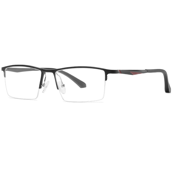 Reven Jate Men's Semi Rim Square Aluminum Eyeglasses B2037 Semi Rim Reven Jate black