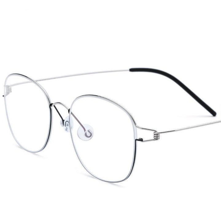 Hdcrafter Unisex Full Rim Round Titanium Screwless Frame Eyeglasses 28618 Full Rim Hdcrafter Eyeglasses