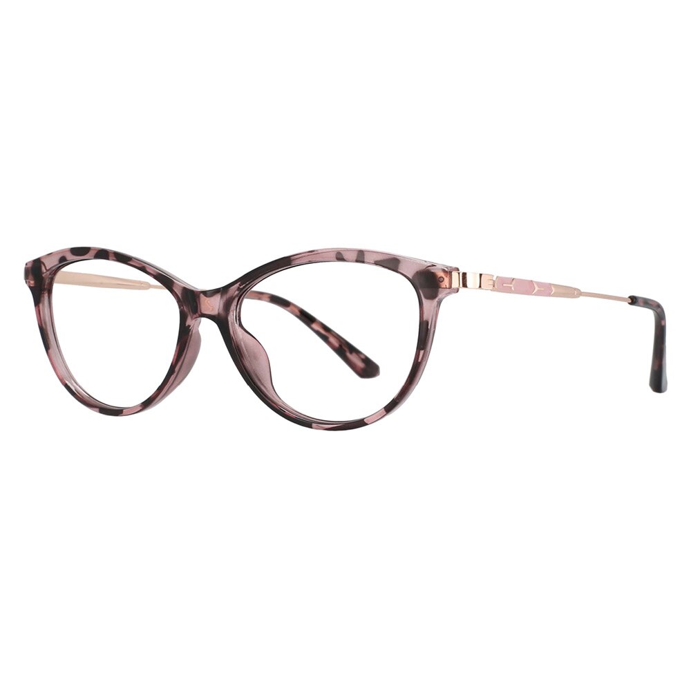 CCspace Unisex Full Rim Cat Eye Tr 90 Titanium Frame Eyeglasses 53754 Full Rim CCspace pink leopard