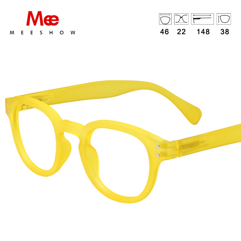 Meeshow Women's Full Rim Round Polycarbonate Reading Glasses 1513 Reading Glasses Meeshow Yellow +100