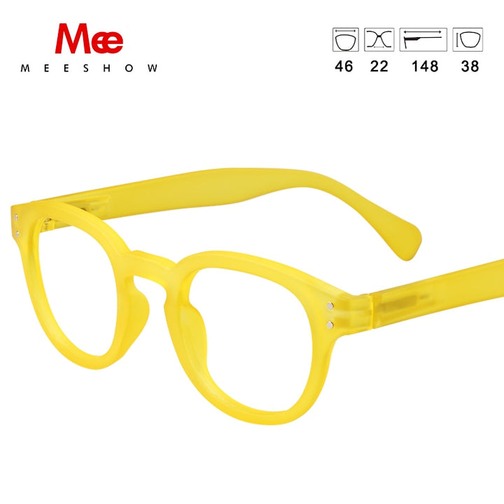 Meeshow Women's Full Rim Round Polycarbonate Reading Glasses 1513 Reading Glasses Meeshow Yellow +100