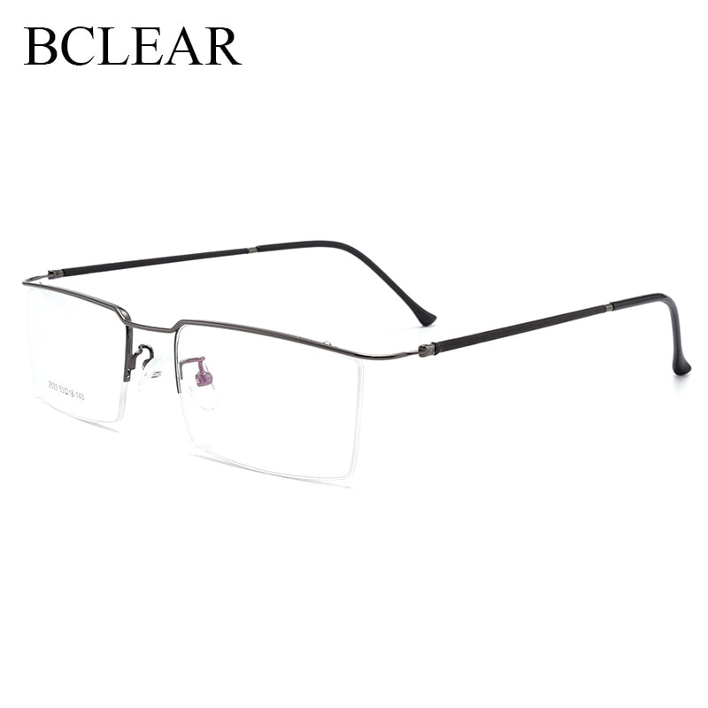Bclear Men's Semi Rim Square Titanium Alloy Eyeglasses Sc2533 Semi Rim Bclear