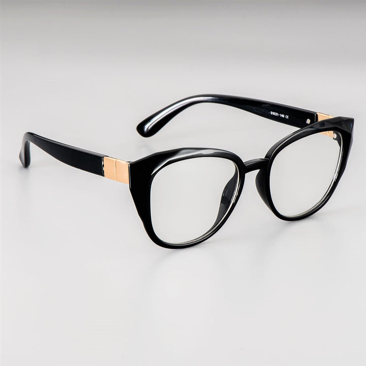 CCspace Unisex Full Rim Round Cat Eye Tr 90 Titanium Frame Eyeglasses 48092 Full Rim CCspace balck