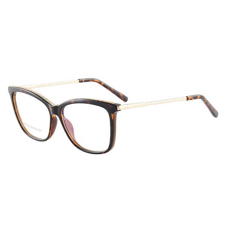 Hotony Woman's Full Rim Square TR 90 Resin Alloy Frame Eyeglasses 7009 Full Rim Hotony Tortoise