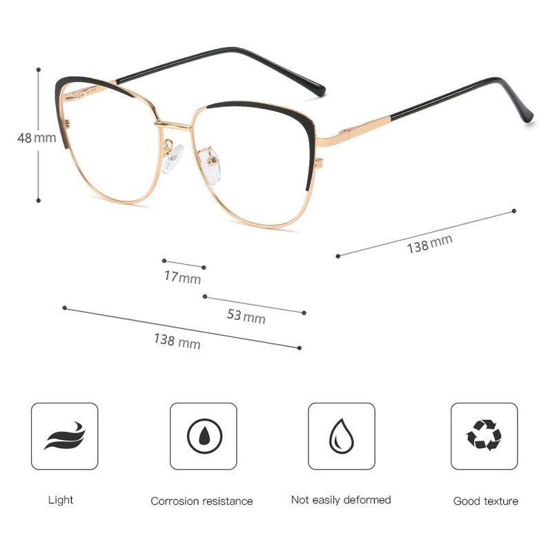 CCspace Unisex Full Rim Cat Eye Alloy Frame Eyeglasses 48183 Full Rim CCspace