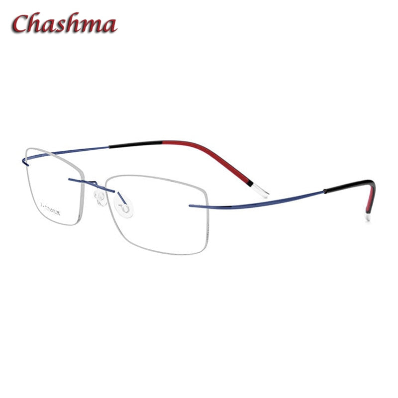 Chashma Ochki Unisex Rimless Square Titanium Eyeglasses 9609 Rimless Chashma Ochki Blue