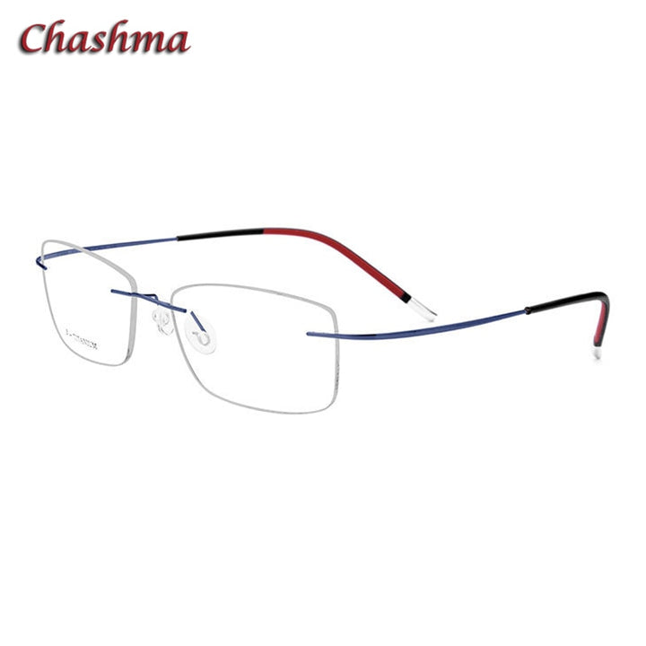 Chashma Ochki Unisex Rimless Square Titanium Eyeglasses 9609 Rimless Chashma Ochki Blue