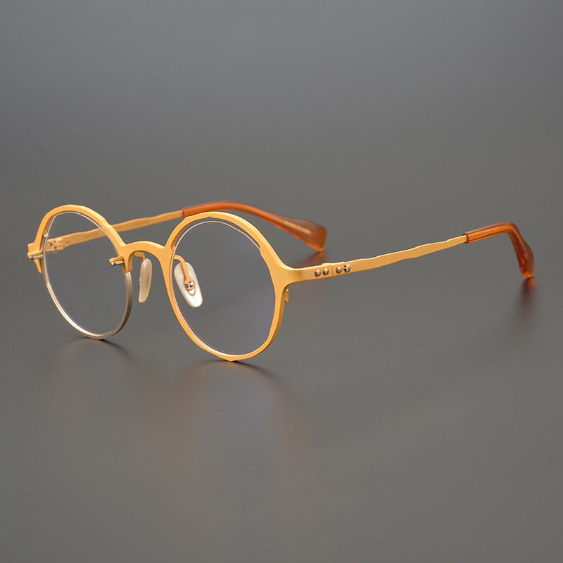 Gatenac Unisex Full Rim Round Titanium Frame Eyeglasses Gxyj665 Full Rim Gatenac Orange