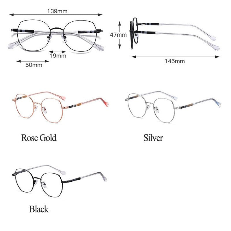 Hotony Unisex Full Rim Irregular Square Alloy Acetate Eyeglasses 1920 Full Rim Hotony