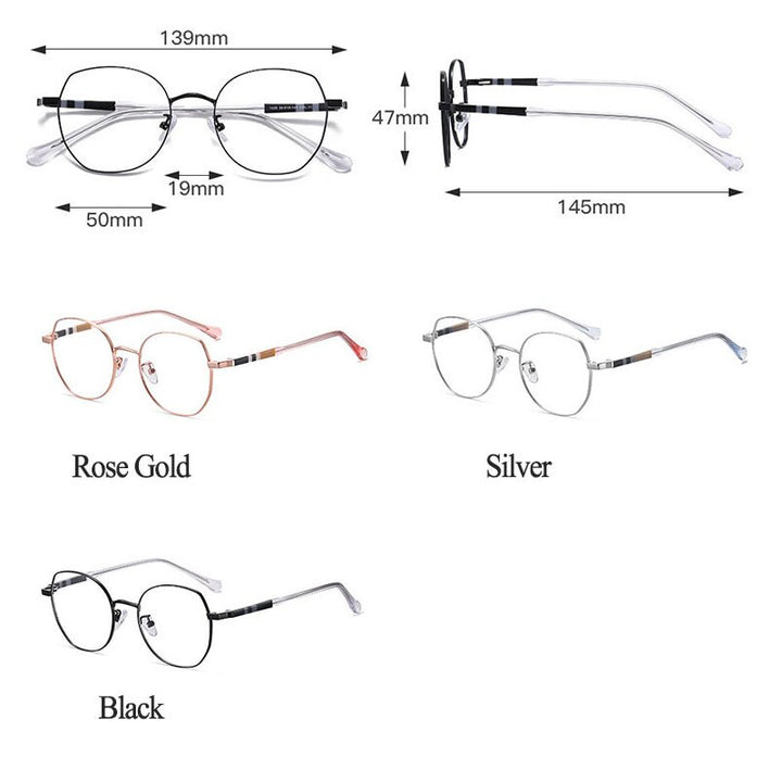 Hotony Unisex Full Rim Irregular Square Alloy Acetate Eyeglasses 1920 Full Rim Hotony