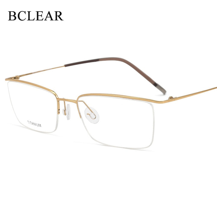 Bclear Men's Eyeglasses  Titanium Semi Rim Square Hl5502 Semi Rim Bclear