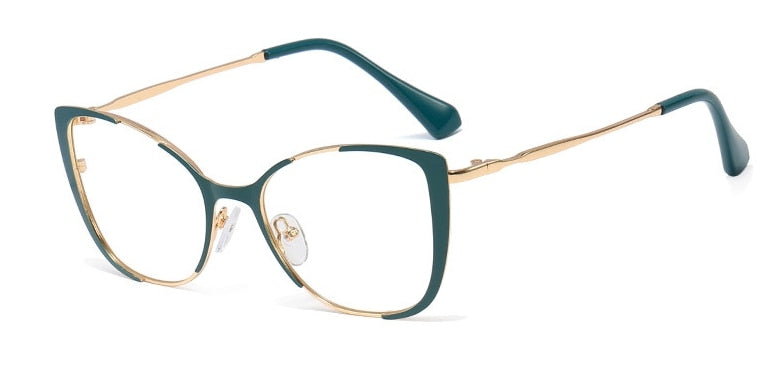 CCspace Unisex Semi Rim Cat Eye Alloy Frame Eyeglasses 45955 Semi Rim CCspace C3 Green