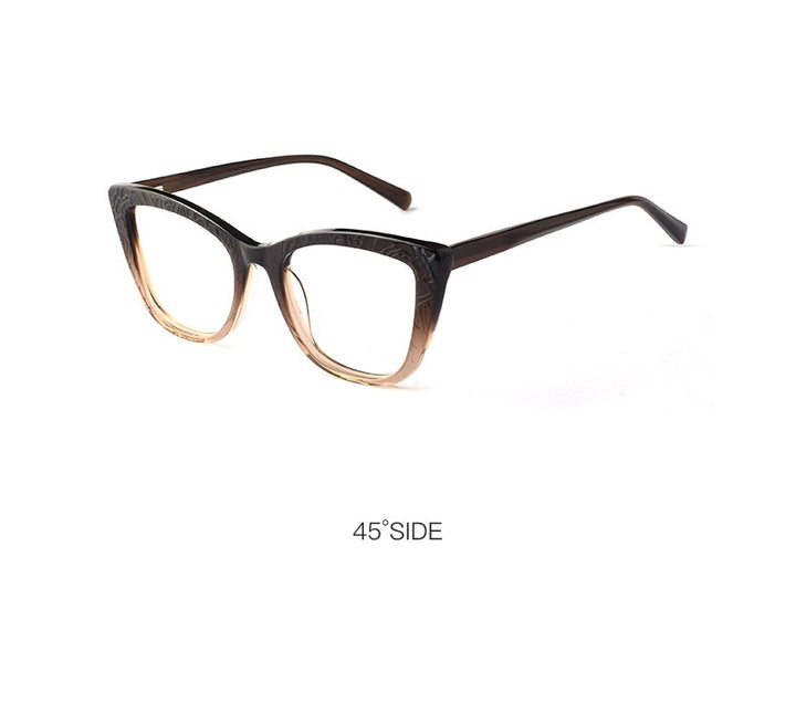 Hotochki Women's Full Rim Cat Eye TR-90 Resin Acetate Frame Eyeglasses Z508 Full Rim Hotochki