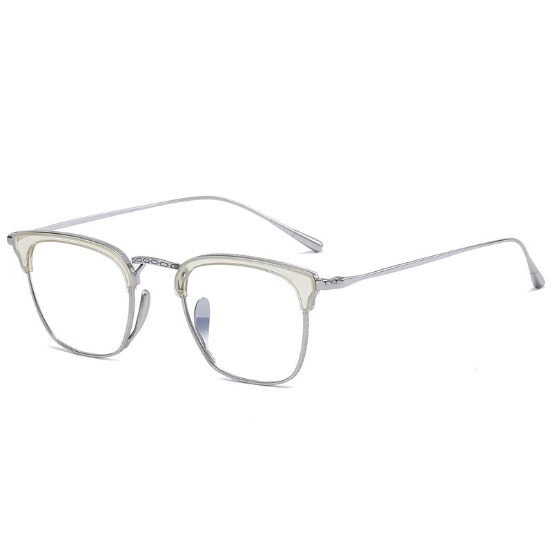 Muzz Men's Full Rim Square Titanium Acetate Frame Eyeglasses 1112 Full Rim Muzz C4