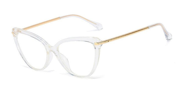 CCspace Unisex Full Rim Cat Eye Tr90 Titanium Frame Eyeglasses 45963 Full Rim CCspace C5 clear