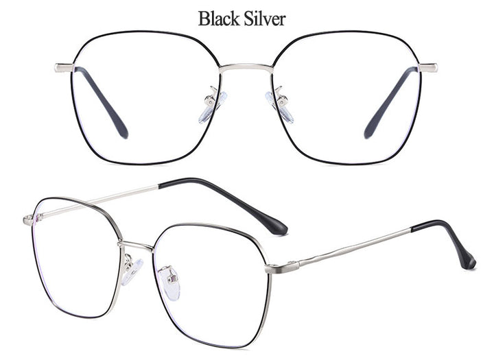 Hotony Unisex Full Rim Alloy Polygonal Frame Eyeglasses Zy9037 Full Rim Hotony