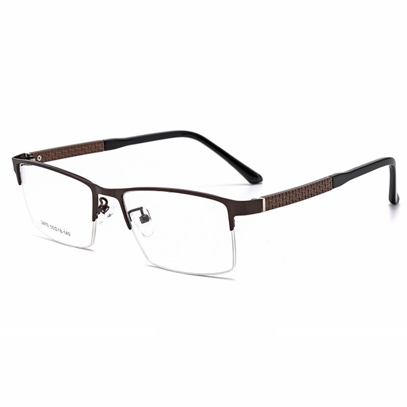 Hotochki Men's Semi Rim Browline Alloy Frame Eyeglasses 2470 Semi Rim Hotochki Coffee