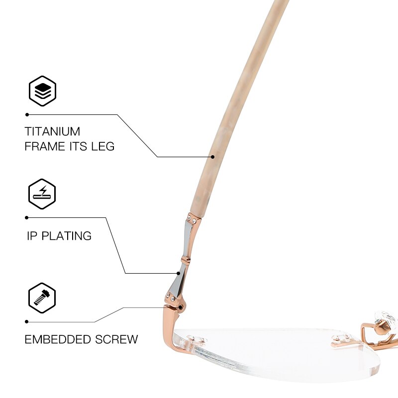 Zirosat 9150 Women's Eyeglasses Titanium Rimless Eyewear Diamond Trimmed Rimless Zirosat