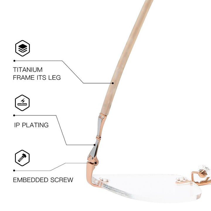 Zirosat 9150 Women's Eyeglasses Titanium Rimless Eyewear Diamond Trimmed Rimless Zirosat