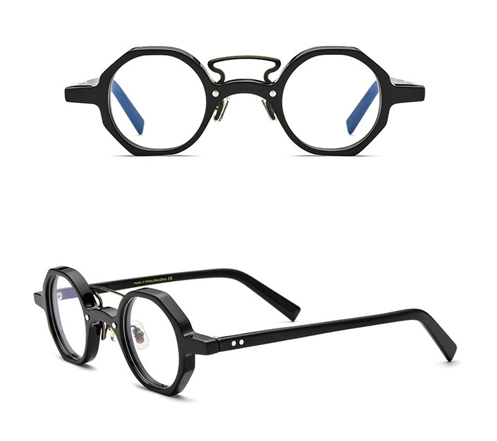 Gatenac Unisex Full Rim Round Acetate Double Bridge Frame Eyeglasses Gxyj706 Full Rim Gatenac