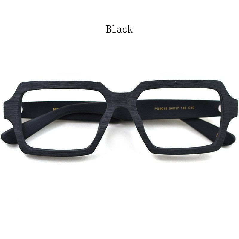 Hdcrafter Unisex Full Rim Oversized Square Wood Frame Eyeglasses Ps9019 Full Rim Hdcrafter Eyeglasses Black