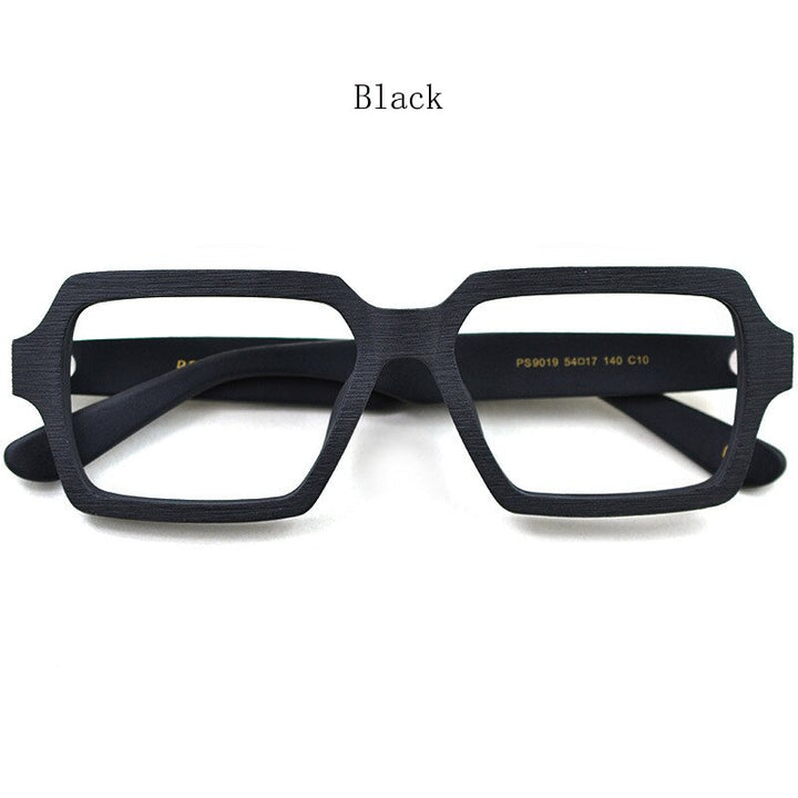 Hdcrafter Unisex Full Rim Oversized Square Wood Frame Eyeglasses Ps9019 Full Rim Hdcrafter Eyeglasses Black