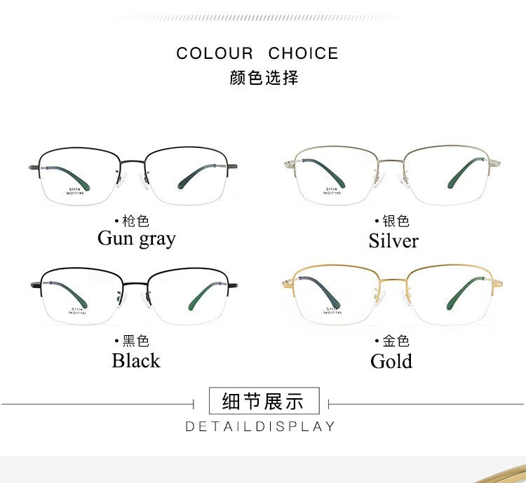 Men's Semi Rim IP Electroplated Titanium Alloy Frame Eyeglasses Zt1114 Semi Rim Bclear