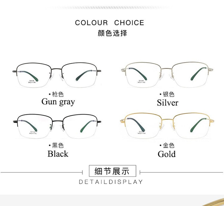 Men's Semi Rim IP Electroplated Titanium Alloy Frame Eyeglasses Zt1114 Semi Rim Bclear