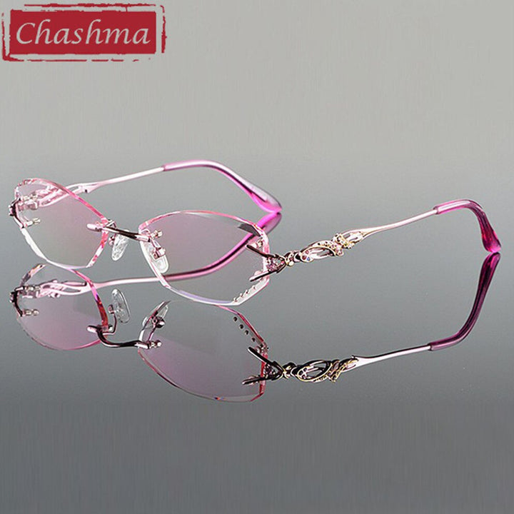 Chashma Women's Rimless Oval Titanium Eyeglasses 8036B Rimless Chashma