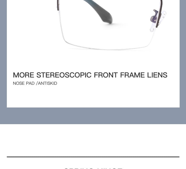 Hotochki Unisex Semi Rim Alloy Frame Eyeglasses P9001 Semi Rim Hotochki