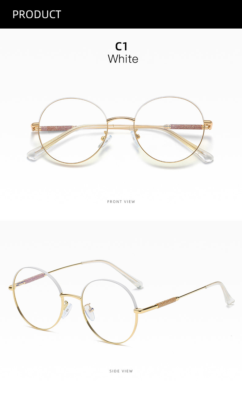 Hotony Women's Full Rim Round Alloy Frame Eyeglasses 95818 Full Rim Hotony