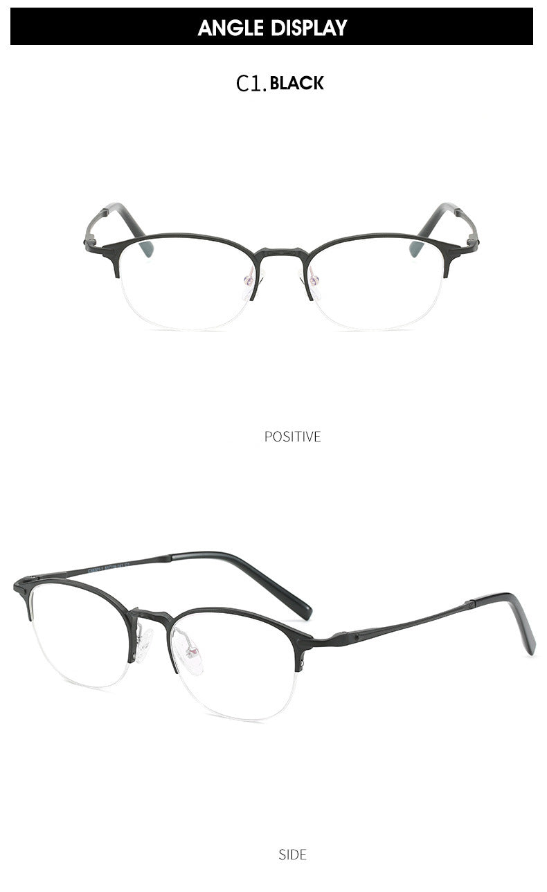 Hdcrafter Unisex Semi Rim Round TR 90 Titanium Frame Eyeglasses 6301 Semi Rim Hdcrafter Eyeglasses